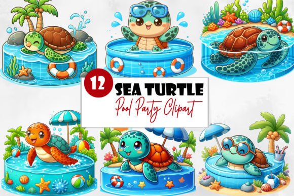 Download Sea Turtle in Pool Party Clipart - Party clipart Collection