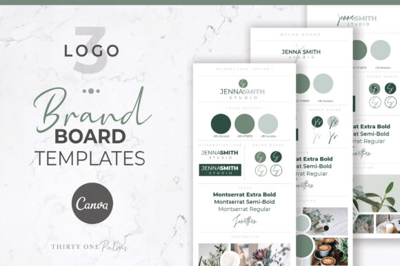 Download Brand Board Templates for Canva | Green - Brand board Collection