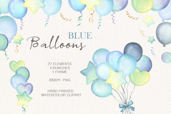 Download Watercolor Blue Balloons Party Clipart - Party clipart Collection