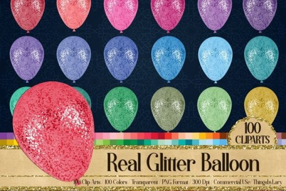 Download Real Glitter Balloons Party Cliparts - Party clipart Collection