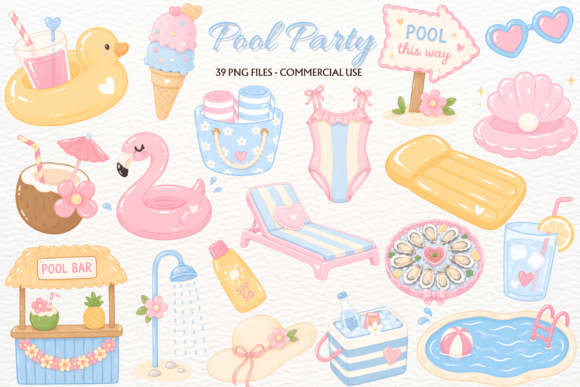 Download Pastel Summer Pool Party Clipart Beach - Party clipart Collection