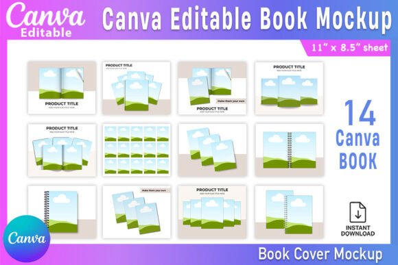 Download 14 Canva Editable Book Mockup Bundle - Canva editable Collection