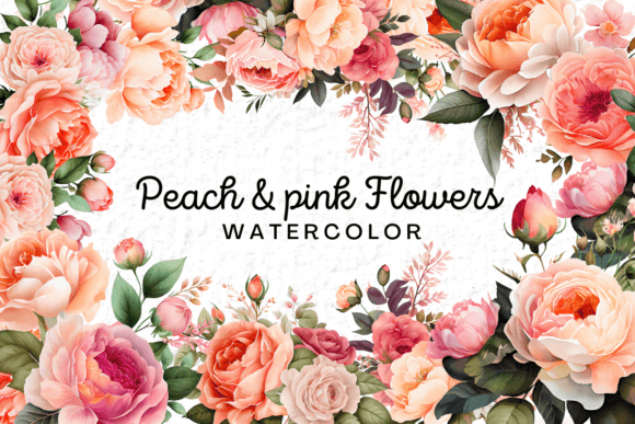 Download Pink &amp; Peach Flowers Watercolor Clipart - Peach Collection