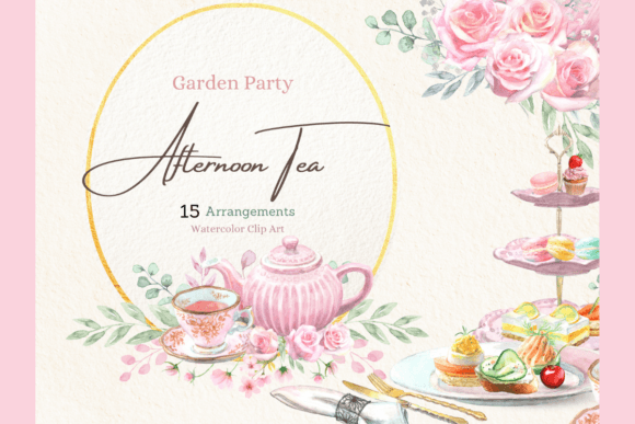 Download Watercolor Afternoon Tea Party Clipart - Party clipart Collection