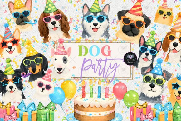 Download Dog Party Clipart Watercolor - Party clipart Collection