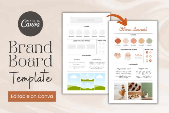 Download Brand Board Canva Template, Branding Kit - Brand board Collection