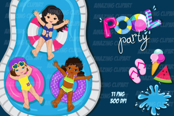 Download Pool Party Clipart Girls. - Party clipart Collection