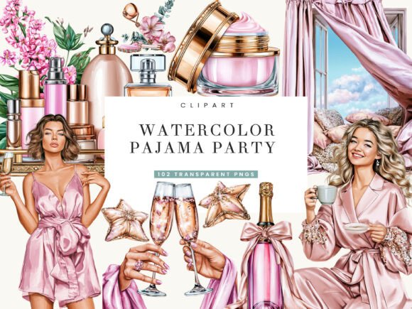 Download Watercolor Pajama Party Clipart - Party clipart Collection