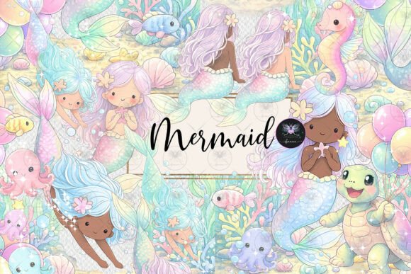 Download Mermaid Cute Underwater Clipart - Premium Bundle