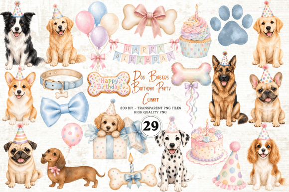 Download Dog Breeds Birthday Party Clipart - Party clipart Collection