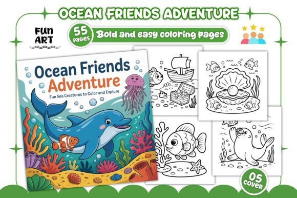 Download Ocean Friends Adventure Coloring Book - Premium Bundle