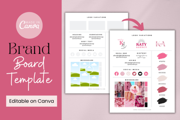 Download Brand Board Canva Template, Branding Kit - Brand board Collection