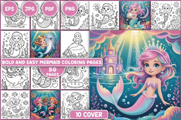 Download Mermaid, Coloring Pages - Premium Resources